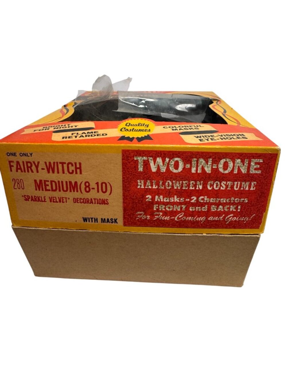 RARE Vintage Collegeville Fairy Witch 280 Two-In-One Halloween Costume 2 Masks - Picture 7 of 16